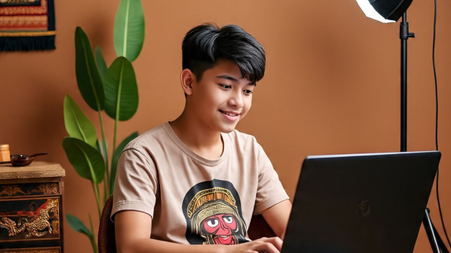Ilustrasi anak jadi konten kreator (Meta AI)